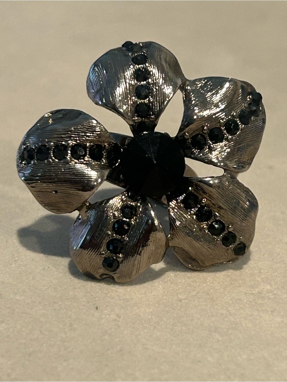 Black Floral Statement Ring - Women's Jewelry